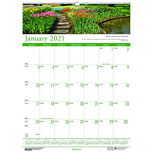 Calendario De Pared Mensual 2021, Paisajes De Jardines ...