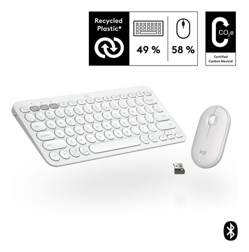 Logitech Pebble 2 Combo, Teclado E Mouse Sem Fio, Silencioso