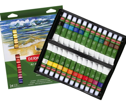 Set 24 Tubos Acuarelas Derwent Academy Pintura Acuarelable