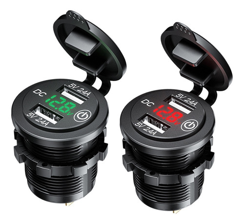 2 Unids Cargador Impermeable Coche Dual Usb Qc3.0 Enchufe In