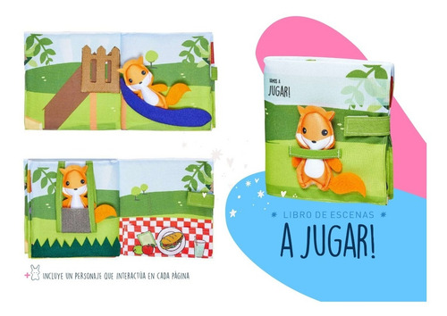 Imagen 2 de 6 de Libros Sensoriales Didácticos De Tela Vamos A Jugar