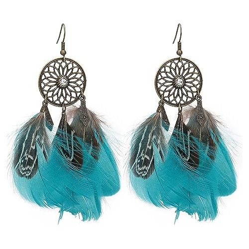 Aksod Pendientes De Plumas Boho Para Mujer Con Borlas Colgan