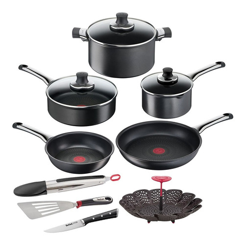Imagen 1 de 10 de Batería De Cocina T-fal Hard Titanium 12pz Inducción Francia