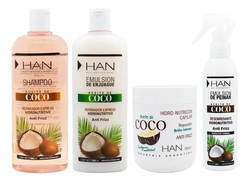 Han Coco Kit Shampoo + Enjuague + Mascara + Emulsion Peinar