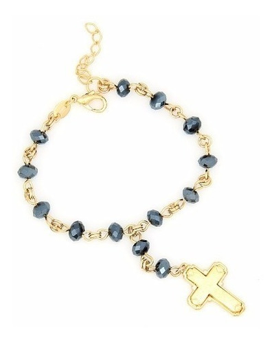 Pulseira Terço Religiosa Com Cristais Folheada A Ouro 18k X