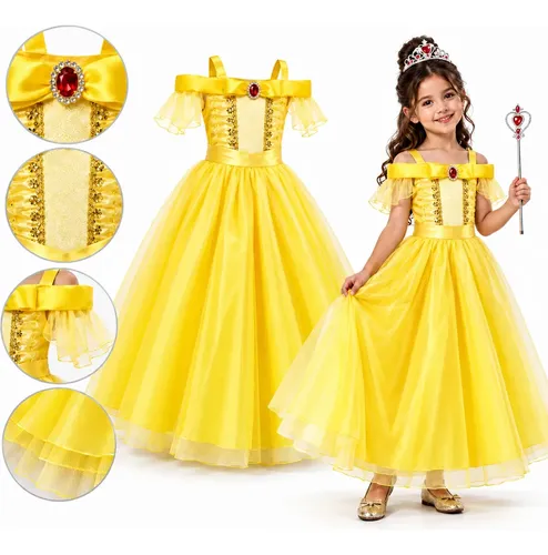 Fantasia Princesa Bela E A Fera Vestido Infantil Disney Luxo
