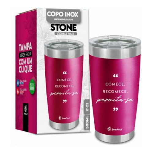 Copo Térmico Inox Stone 500ml - Bebidas Geladas Por 6h