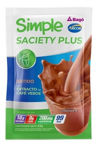 Simple Saciety Plus Batido Protéico Aporte De Saciedad 7u Sabor Chocolate