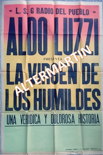 Antiguo Afiche Publicitario  L.s.6 Radio Del Pueblo  (1962)