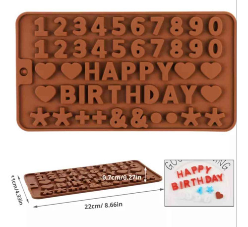 Molde Silicona Chocolate Bombones Jabones Con Formas Pack X3 Marrón Letras