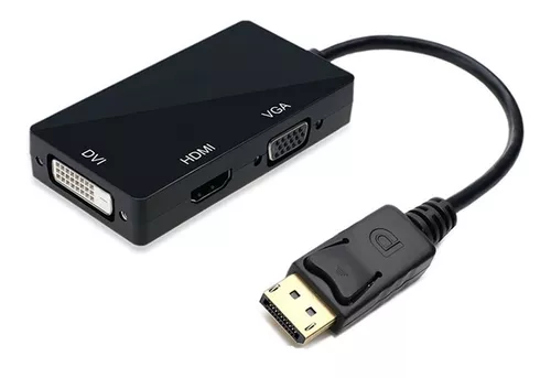 Adaptador DP a HDMI VGA DVI DisplayPort a HDMI 4K Adaptador 3 en 1 Display  Port a HDMI VGA DVI Convertidor macho a hembra chapado en oro (forma de