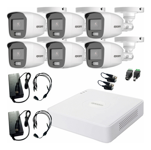 EPCOM Kit 6 Cámaras de seguridad B8-KIT-CV/A-6CSC CCTV Exterior ColorVu Alta definición Metálicas Videovigilancia B8-KIT-CV/A Micrófono integrado