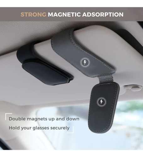 Soporte Clip Magnetico Gafas De Sol Cuero Automovil Coche