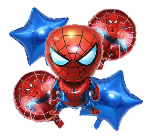 Bouquet Globos Metalizados De Spidermanx5 Spidey Piñatasauro