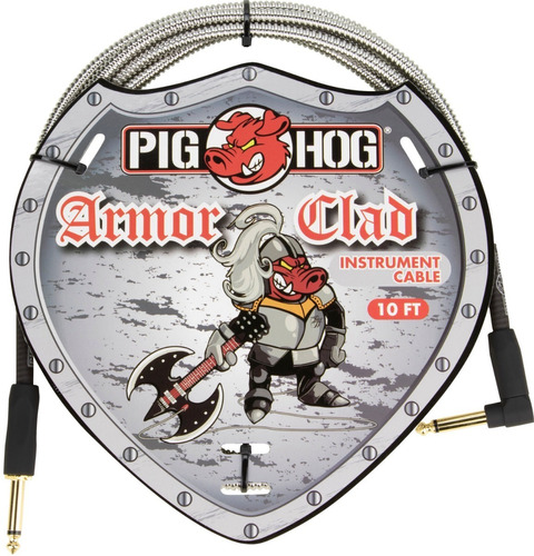 Pig Hog Armor Clad Phac-10r Cable Plug Metálico Angular 3m