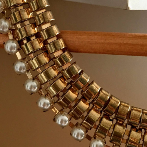 Colar Perola Maxi Dourado Elos Bijouteria Semi Novo