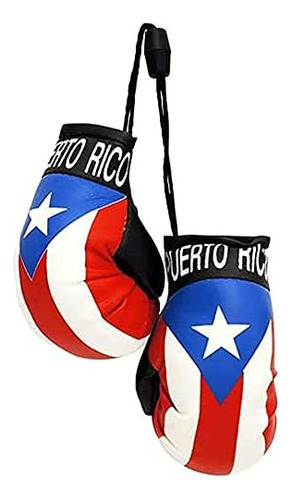 Mini Guantes De Boxeo Con Bandera De País De Puerto Rico Par