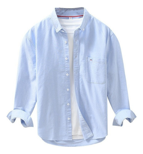 Camisa De Algodón Oxford De Manga Larga Para Hombre