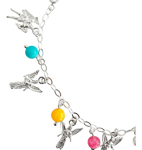 Pulsera Ajustable 7 Arcangeles Cuarzo San Miguel Plata 925 Color Colores Diámetro 6 Cm Largo 20 Cm