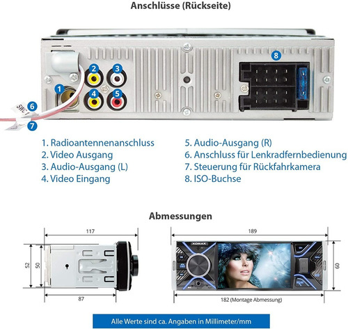 Radio Auto 1 Din Pantalla 4.1 Bluetooth Usb Sd Control