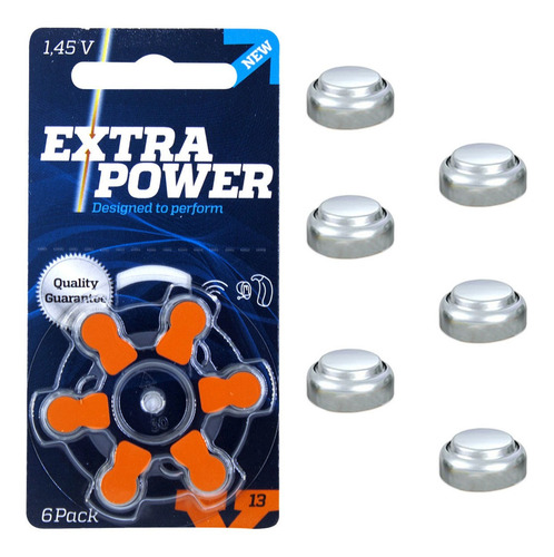 Pilhas 13 Extra Power 10 Cartelas-60 Baterias Ap. Auditivo