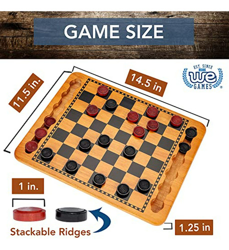 Juego Damas De Madera Estilo Clásico, Para Familias.