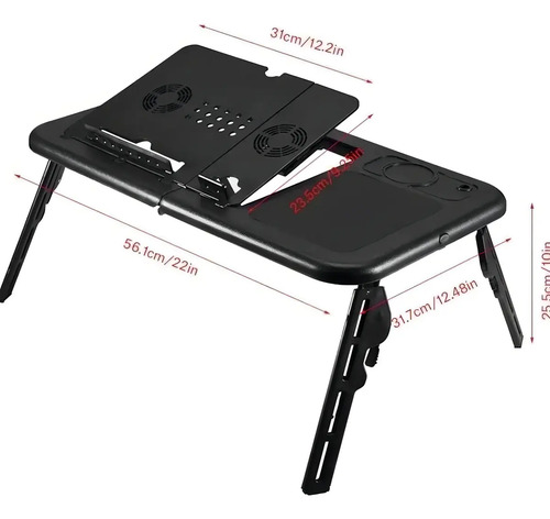 Tomate MTN888 Mesa Articulada Dobravel P/ Notebook Com Cooler Sofa Cama Negro