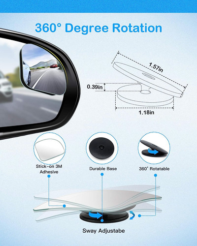 Cuncui 2 Espejos De Punto Ciego En Forma De Ventilador, Espe