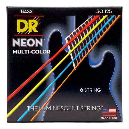 Encordoamento Dr Strings Neon Multi-color Baixo 6c 30-120
