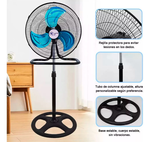Ventilador De Pedestal Piso Y Pared 3 En 1 3 Aspas