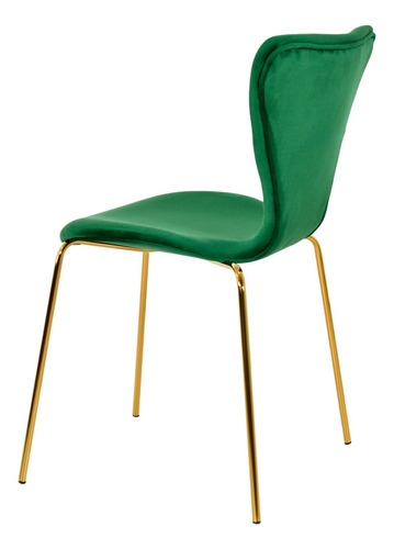 Juego Set 4 Sillas Terciopelo Comedor Tapizada Minimalista Estructura de la silla Dorado Asiento Verde