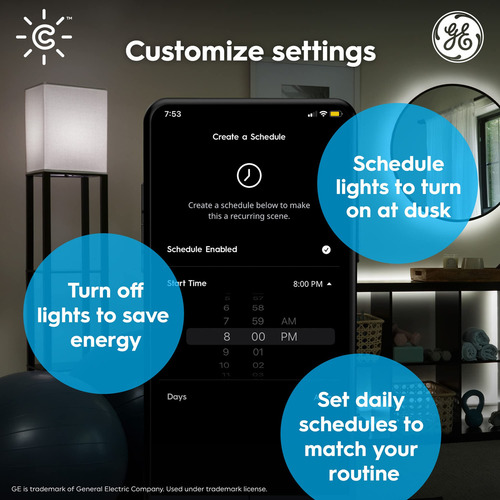 Ge Cync - Bombillas Led Inteligentes, Blanco Suave, Bluetooth Y Wi-fi, Compatibles Con Alexa Y Google Home, Bombillas G25 Globe (paquete De 4)