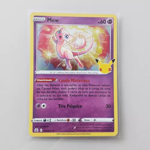 Carta Pokémon Mew Holográfico Lendário Celebrações 25 Anos