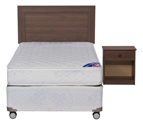 Cama Box Spring 1.5 Pl + Cabecero+velador Flex