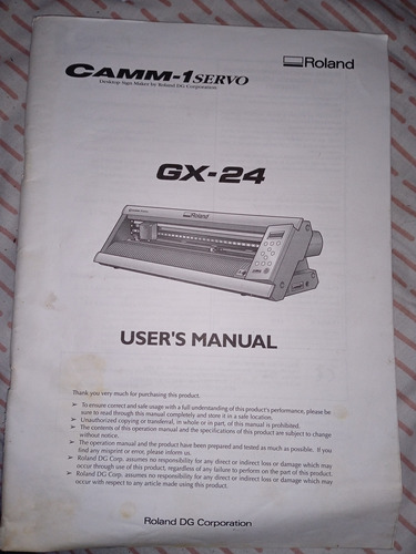 Manual De Usuario De Cortadora Roland Gx - 24.