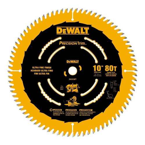 Disco 10in 80 Dientes 5/8 Vstago Diente Atb Dewalt Dw3218pt