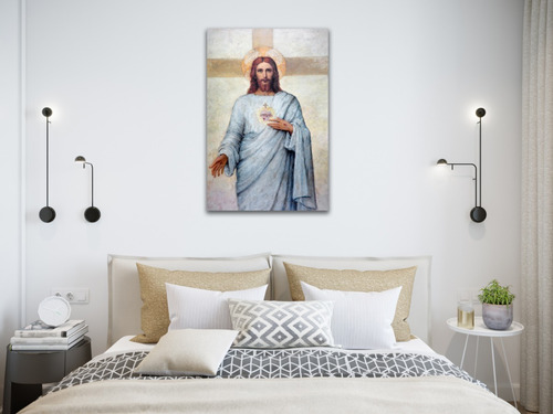 Cuadro Canvas Hermosa Pintura Sagrado Corazón De Jesús 60x90