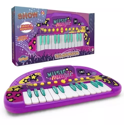 Teclado Musical Infantil - Show - Grava e Reproduz - Rosa - Toyng