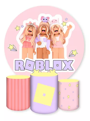 Painel Redondo E Capas De Cilindro Tema Roblox Menina