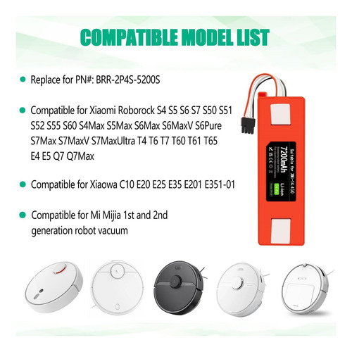 Real 7200mah 144v Batería Para Roborock S7 S6 S5 S4 Q7 Max