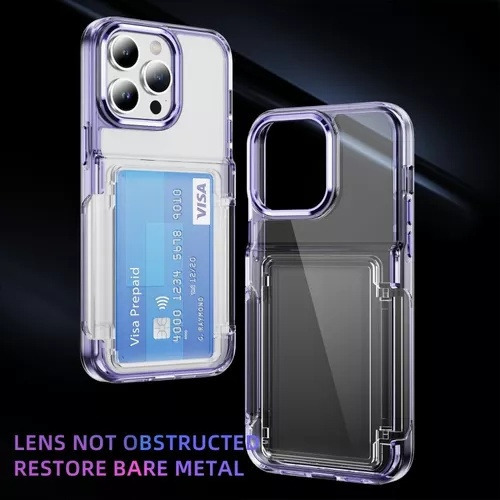 B / Funda Transparente For iPhone Con Tarjetero