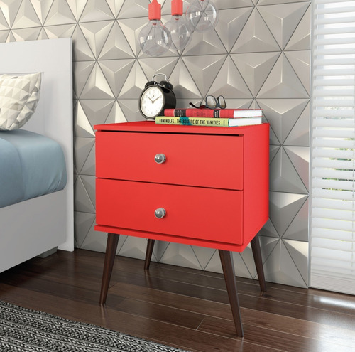Mesa De Luz Linea Retro Living Comedor 2 Cajones Blan Rt3032