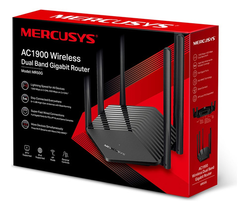 Router Mercusys Mr50g Ac1900 Gigabit Fibra Optica 6 Antenas