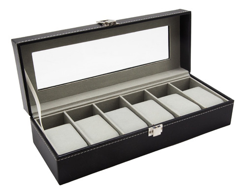 Caja Organizadora  Maleta Para 6 Relojes C/ Negro 11x30 Cms