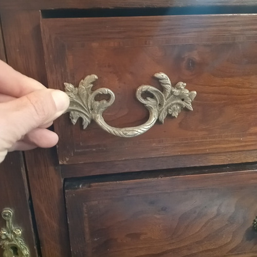 Juego De 6 Herrajes Antiguo Mueble Frances Manijas Plateados (Usado)