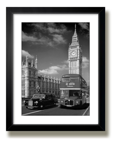 Quadro Londres Big Ben Onibus P/b Decoracao Sala Paspatur