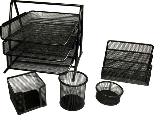 Bandeja Papelera Metal Portapapeles + Kit Oficina Escritorio