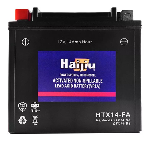 Batería Moto Haijiu Htx14-fa Agm  Gel Libre Mant. Avant