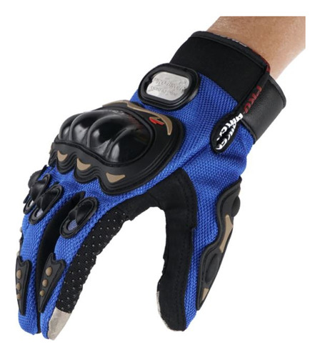 Guantes Para Moto Protección En Nudillos Palma Azul Talla Xl