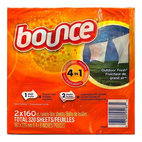 Bounce 320 Toallas Para Secadora Elimina Estática Y Arrugas